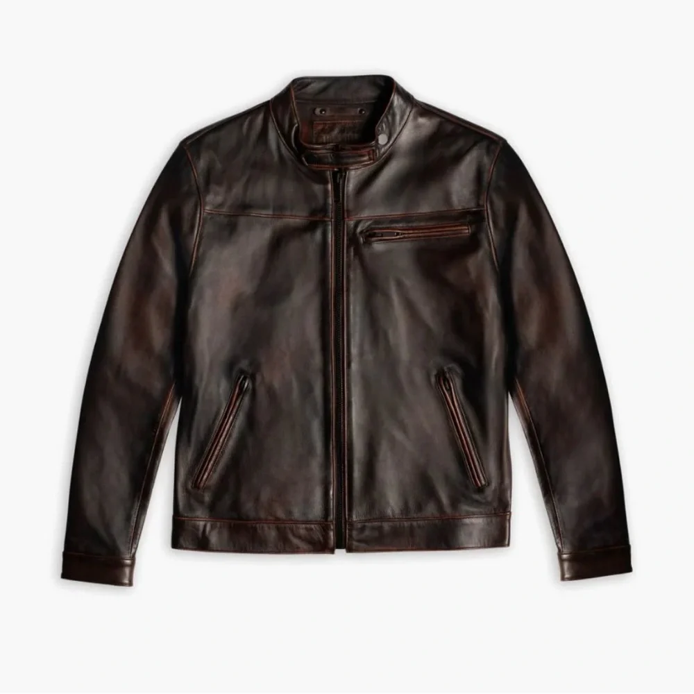 Thursday Boots Leather Roadster Jacket (Black Coffee) athletic cut size XL - Picture 2 of 9